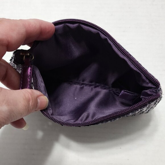 Vera Wang Princess Sequin Heart Make Up Cosmetic Bag Case - Purple & Pink - Picture 5 of 8